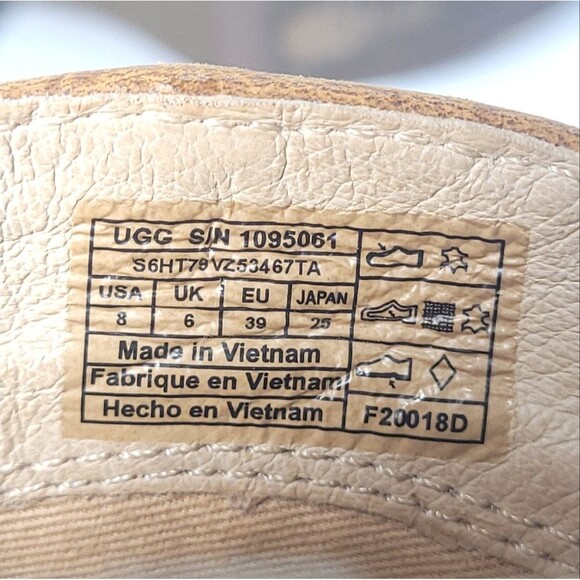 UGG Annie Chestnut Brown Tan Leather Heeled Ankle Booties Boots Women’s 8 - Picture 8 of 13